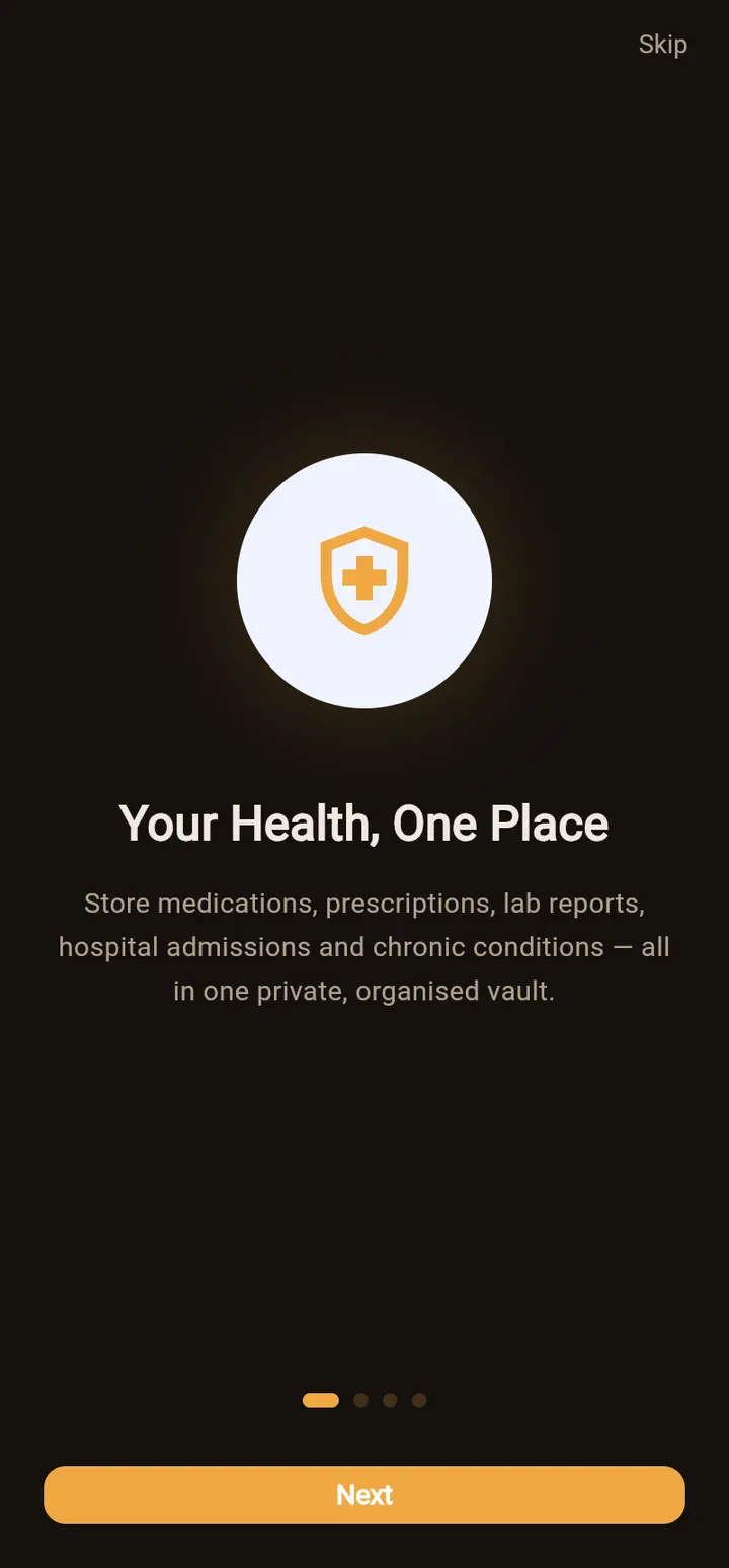 Introduction screen: Your Health, One Place