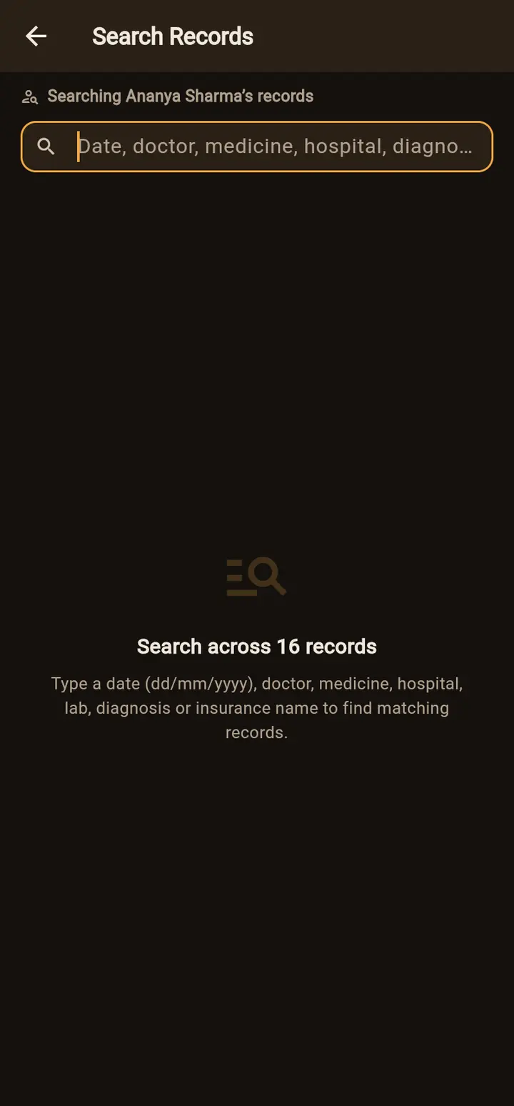 Search Records screen