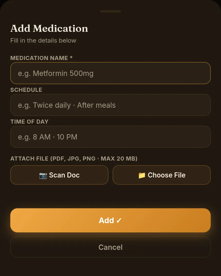 Add Medication form